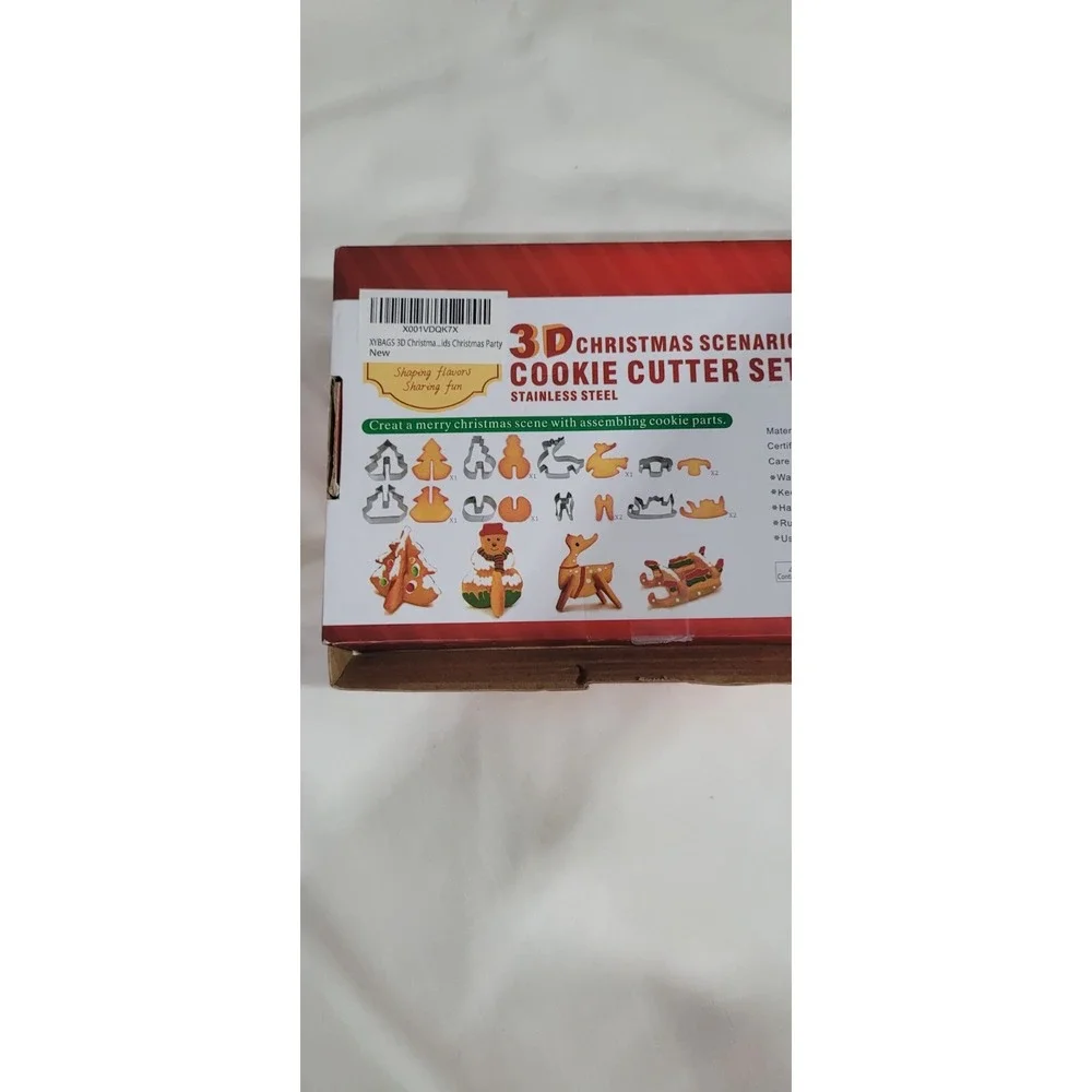 3D Christmas Scenario 8 Piece Cookie Cutter Set Stainless Steel New in Box Tree